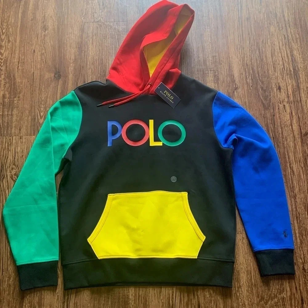 Polo Ralph Lauren Hoodie Colorblock Multicolor Size Large New